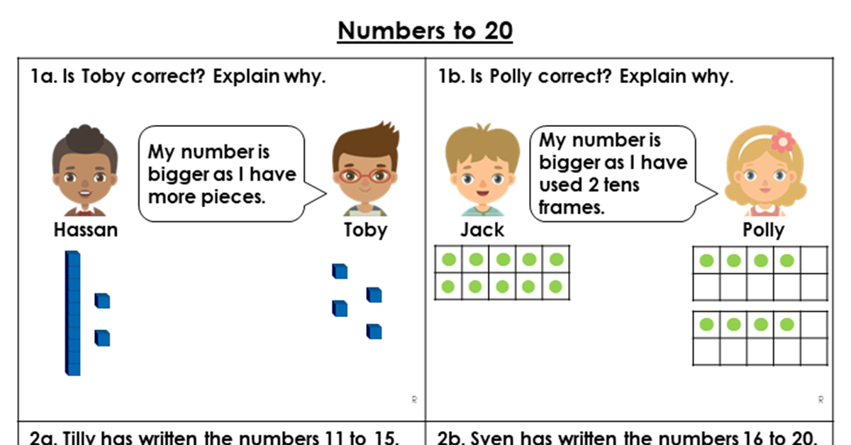 ordering numbers to 20 problem solving