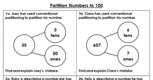 Partition Numbers to 100 - Reasoning and Problem Solving