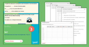 Year 3 Spelling Resources - S61 – Homophones and near homophones Pack 3