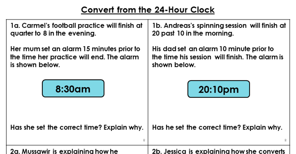 Convert from the 24-hour Clock Reasoning and Problem Solving