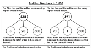 Partition Numbers to 1,000 - Reasoning and Problem Solving