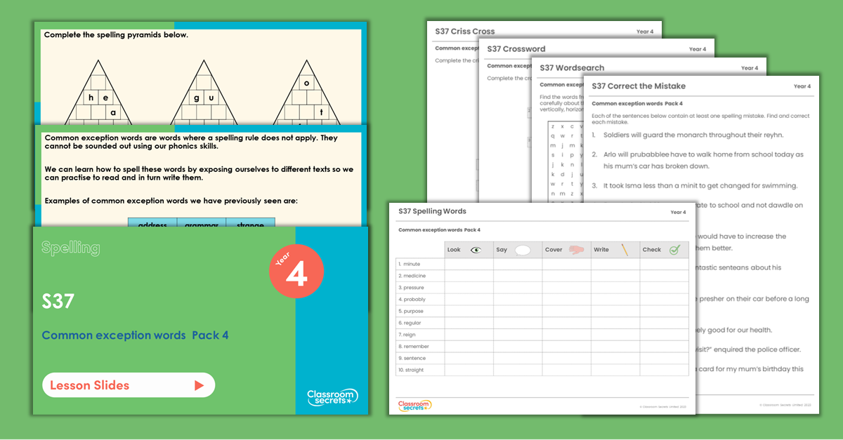 Year 4 Spelling Resources