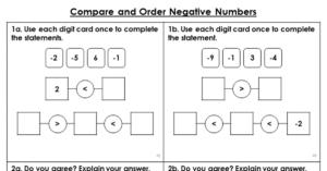 Compare and Order Negative Numbers - Reasoning and Problem Solving