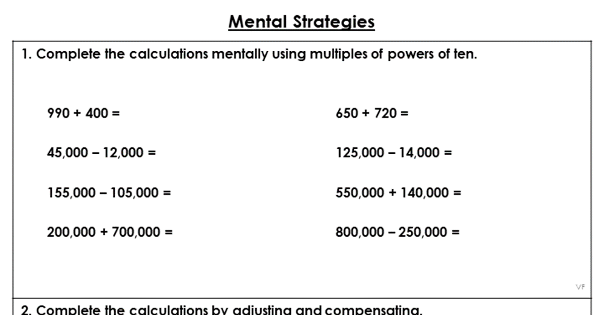 Mental Strategies - Extension