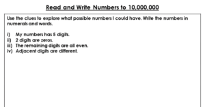 Read and Write Numbers to 10,000,000 - Discussion Problems