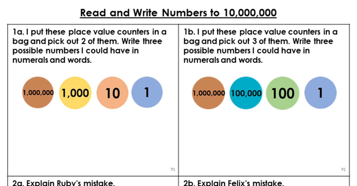Read and Write Numbers to 10,000,000 