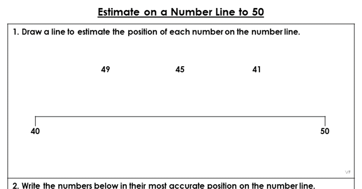 Estimate on a Number Line to 50 - Extension