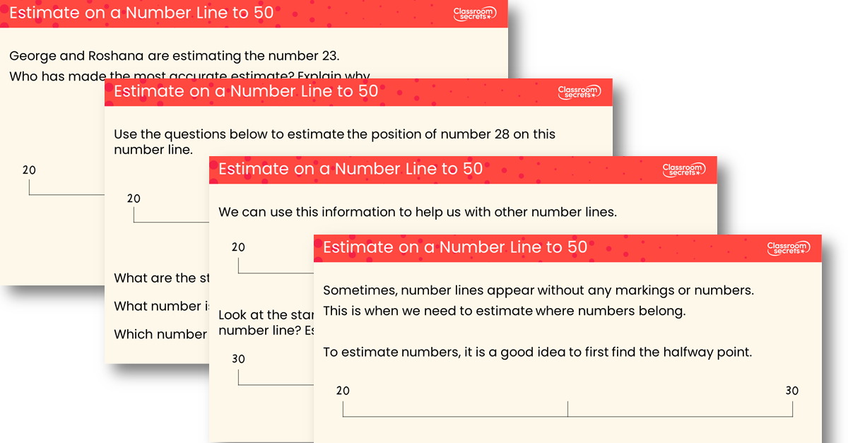 Estimate on a Number Line to 50 - Teaching PowerPoint