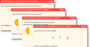 Find Fractions Equivalent to a Unit Fraction Teaching PowerPoint