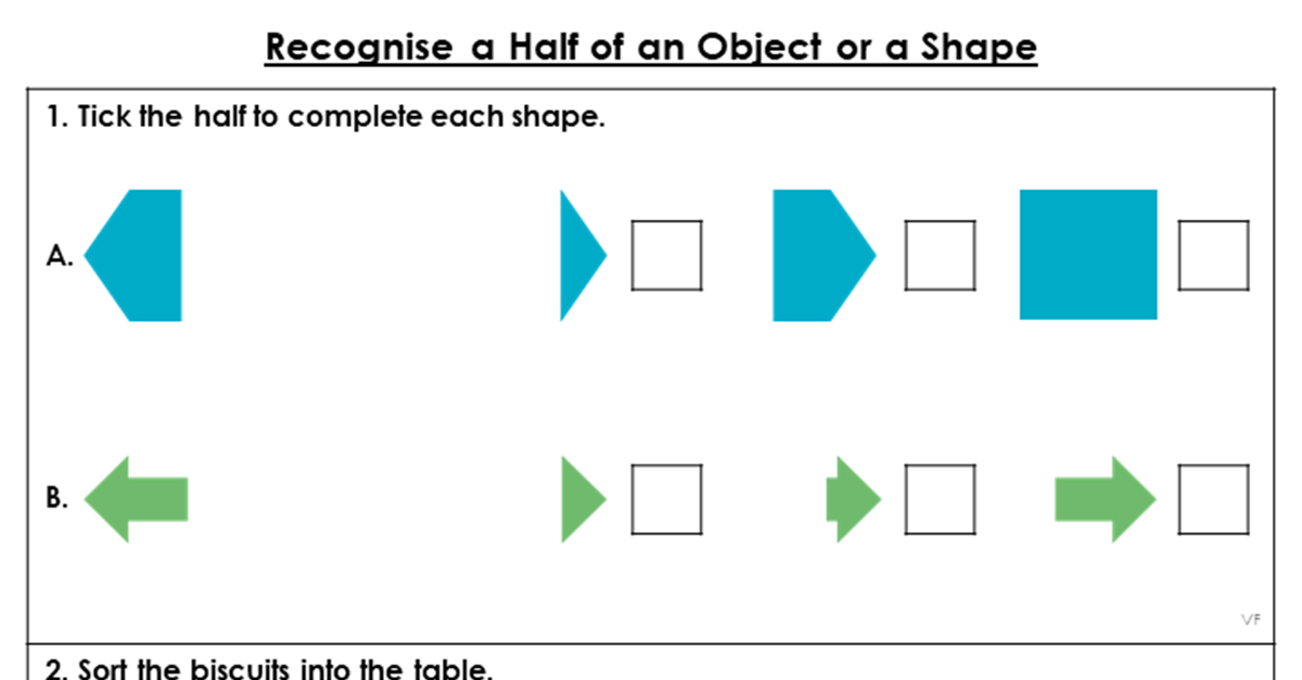 Recognise Half of an Object or a Shape - Extension