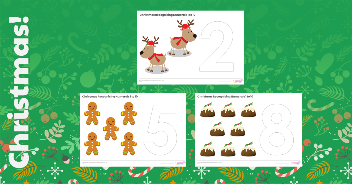 EYFS Christmas Recognising Numerals 1 to 10
