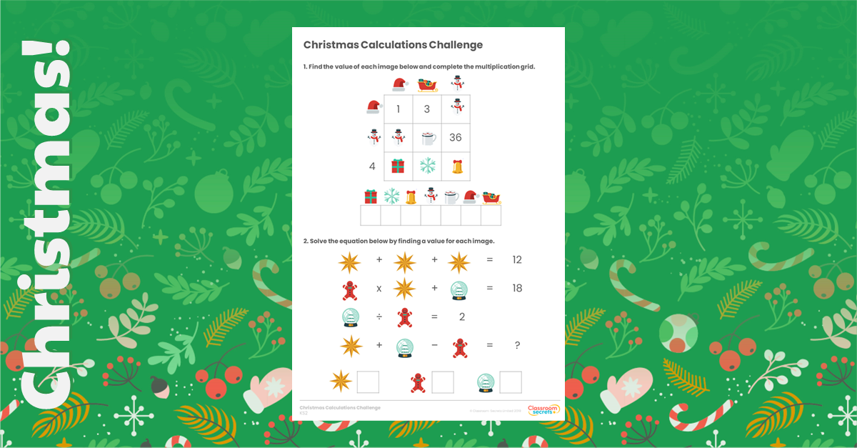 Year 3 and Year 4 Christmas Calculations Activity