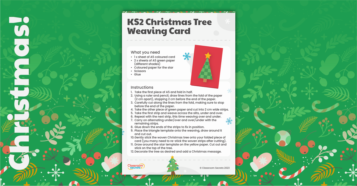 KS2 Christmas Tree Weaving Card
