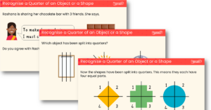 Year 1 Recognise a Quarter of an Object or a Shape Teaching PPT