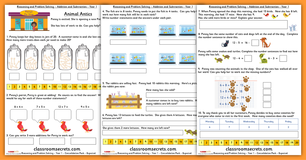 Addition and Subtraction Consolidation Year 1 Spring Block 1 Resources