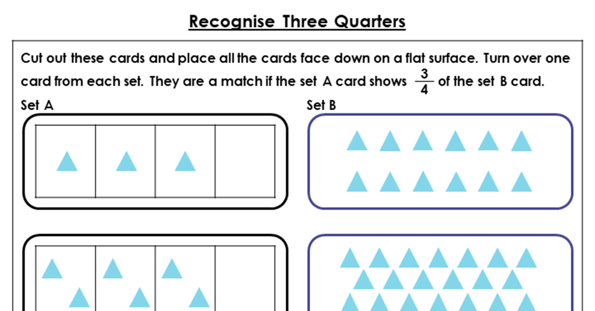 Year 2 Recognise Three Quarters Discussion Problem