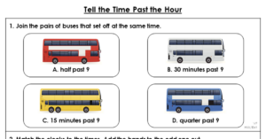 Year 2 Tell the Time Past the Hour Homework