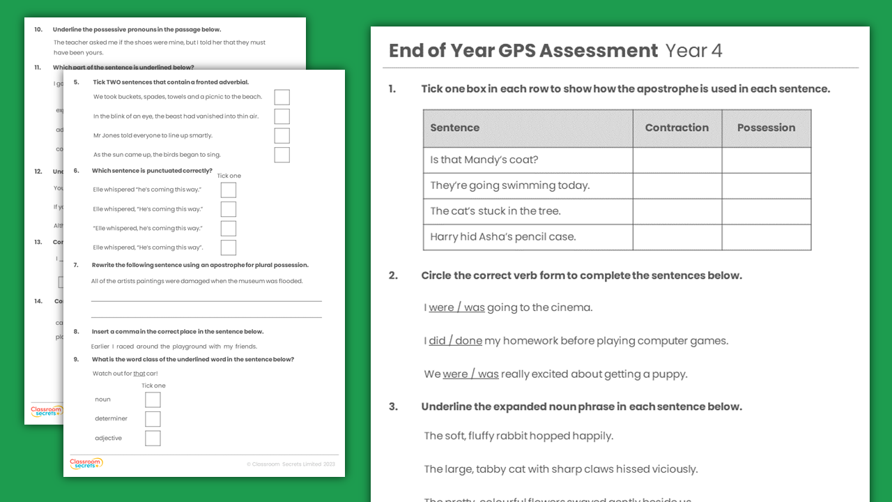 Year 4 End of Year GPS Assessment