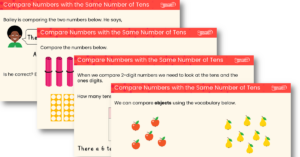 Year 1 Compare Numbers with the Same Number of Tens Teaching PPT
