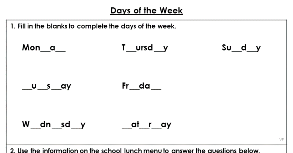 Days of the Week - Extension