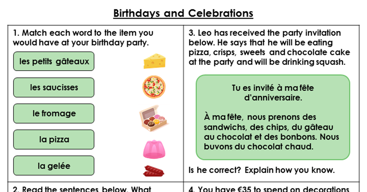 Birthdays and Celebrations Resource Pack