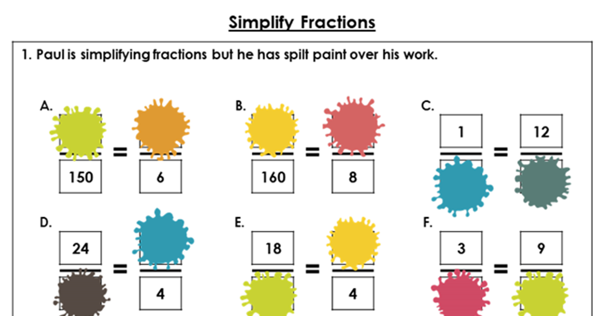 Fractions Year 6 Simplify Fractions Free Discussion Problems