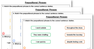Year 3 Prepositional Phrases Homework Extension Prepositions
