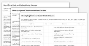 Identifying Main Clauses and Subordinate Clauses KS2 SPAG Test Practice