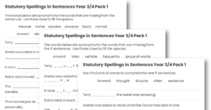 Year 3/4 Statutory Spellings in Sentences (Set 1)