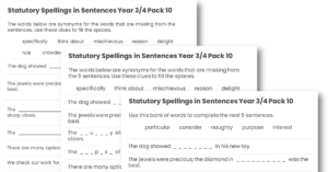 Year 3/4 Statutory Spellings in Sentences (Set 10)