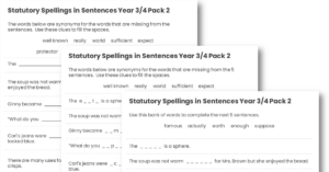 Year 3/4 Statutory Spellings in Sentences (Set 2)