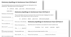 Year 3/4 Statutory Spellings in Sentences (Set 3)
