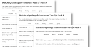 Year 3/4 Statutory Spellings in Sentences (Set 4)
