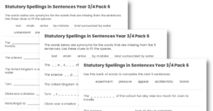 Year 3/4 Statutory Spellings in Sentences (Set 6)