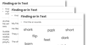 Finding 'ar' in Text Phonics Worksheets