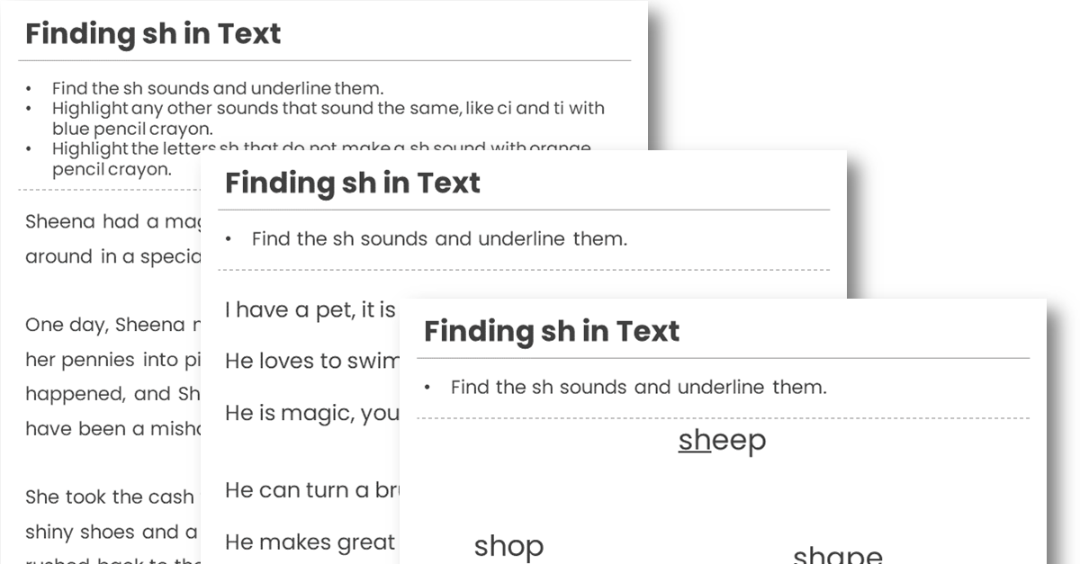 Finding 'sh' in Text Activity