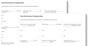 Tick the Correct Conjunction KS1 SPAG Test Practice