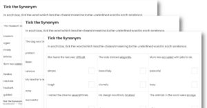 Tick the Synonym KS2 SPAG Test Practice