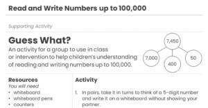 Year 5 Read and Write Numbers up to 100,000 Supporting Activity