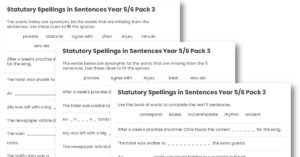 Year 5/6 Statutory Spellings in Sentences (Set 3)