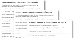 Year 5/6 Statutory Spellings in Sentences (Set 4)