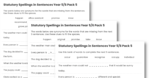 Year 5/6 Statutory Spellings in Sentences (Set 5)
