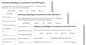 Year 5/6 Statutory Spellings in Sentences (Set 6)