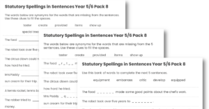 Year 5/6 Statutory Spellings in Sentences (Set 8)