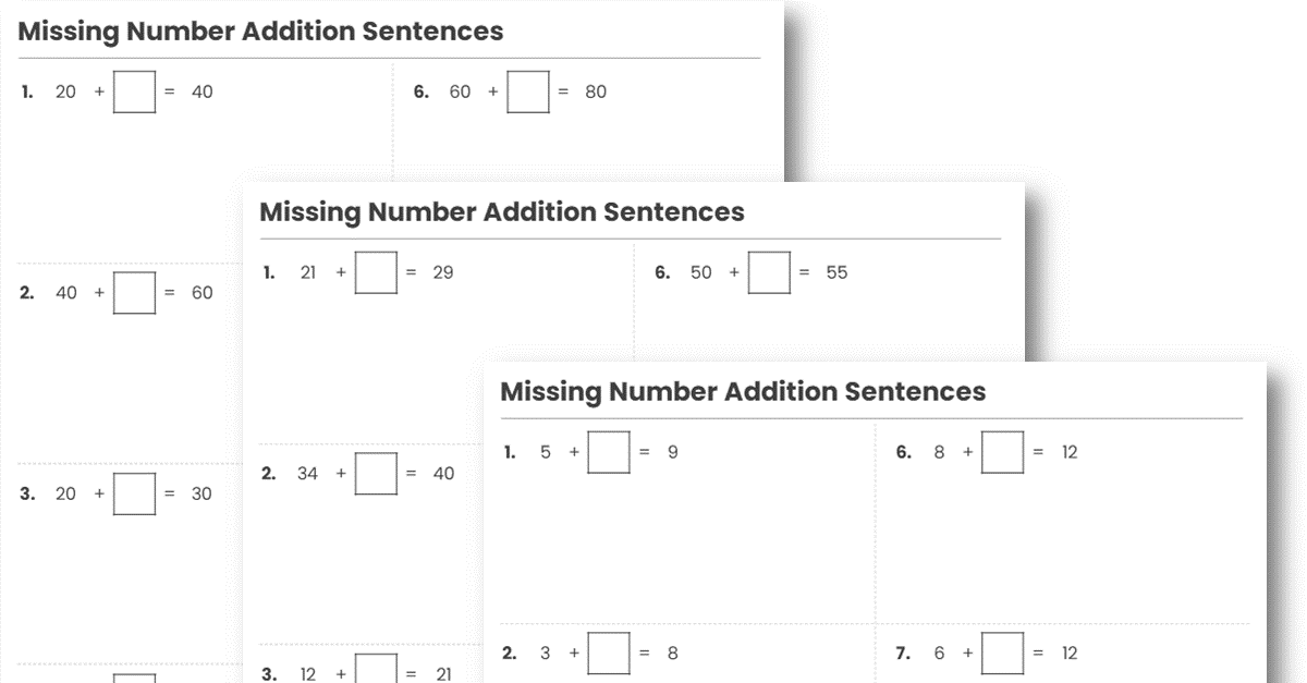 KS1 Arithmetic Missing Number Addition