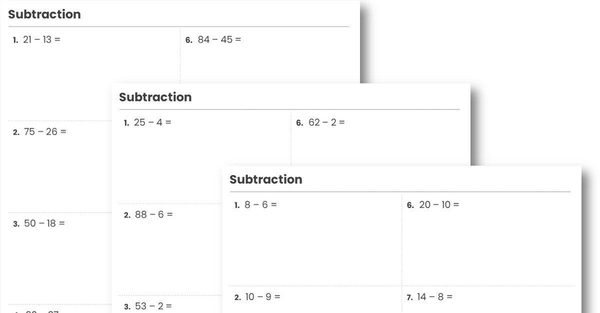 KS1 Arithmetic Subtraction