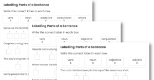 KS2 Labelling Parts of a Sentence Test Practice