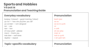 Year 4 Sports and Hobbies - Pronunciation Guide