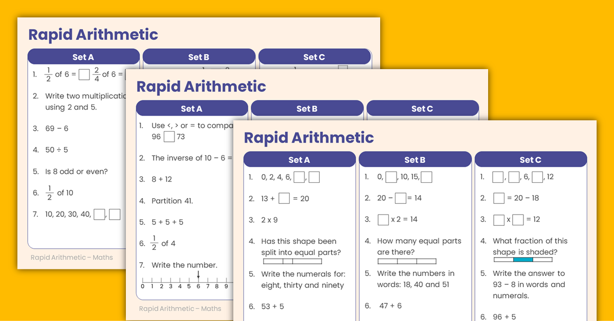 Free Year 3 Autumn Week 1 Rapid Arithmetic